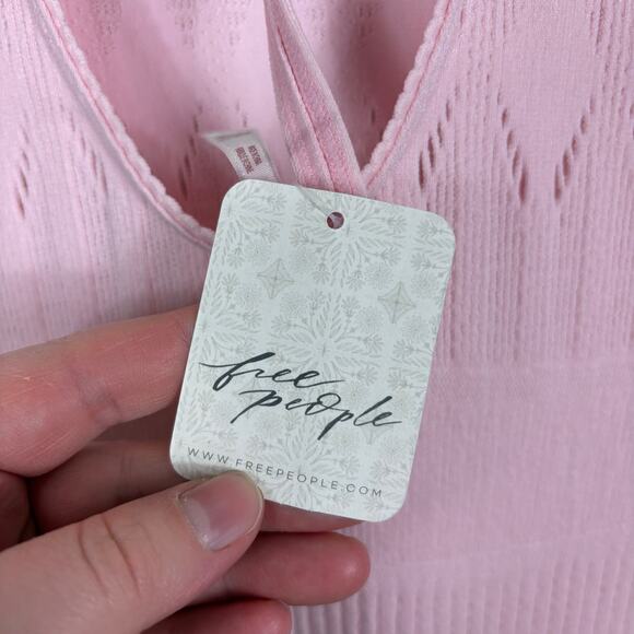 Free People Light Pink Cap Sleeve Open Back Laser Cut Robin Seamless Midi Dress - Picture 5 of 14